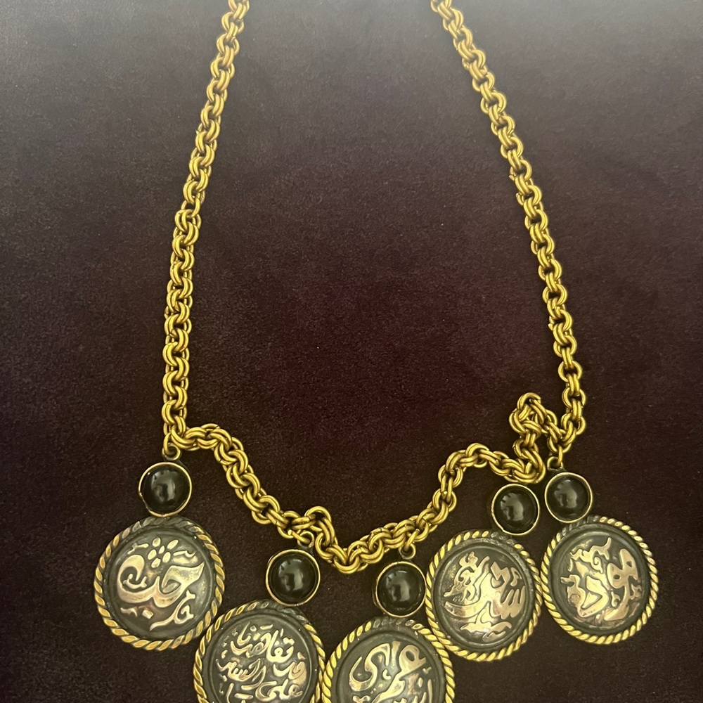 Vintage Arabic calligraphy choker necklace